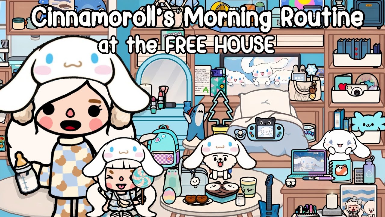 FREE HOUSE! Cinnamoroll's Morning Routine 🩵🏠 Toca Boca House Ideas |  Toca Life Story