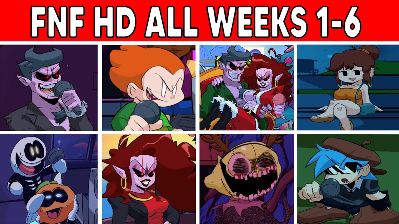 Friday Night Funkin' HD Full Game All Weeks 1,2,3,4,5,6 (Cutscenes,Ending,Extras)[FNF HD MOD/HARD]