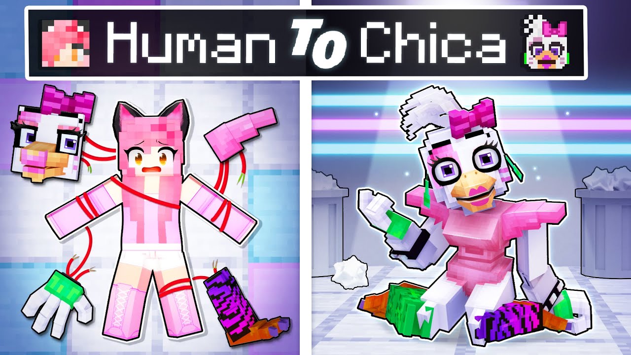 From HUMAN To GLAMROCK CHICA Story In Minecraft!