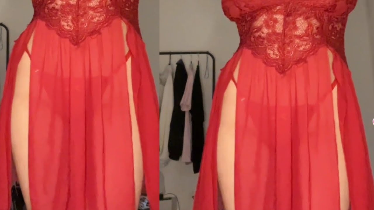 G string tante warna merah terlihat jelas