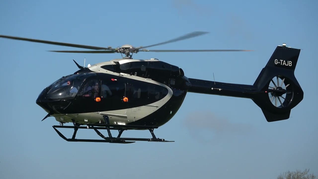 G TAJB H145 Landing at Cheltenham racecourse heliport march 2022