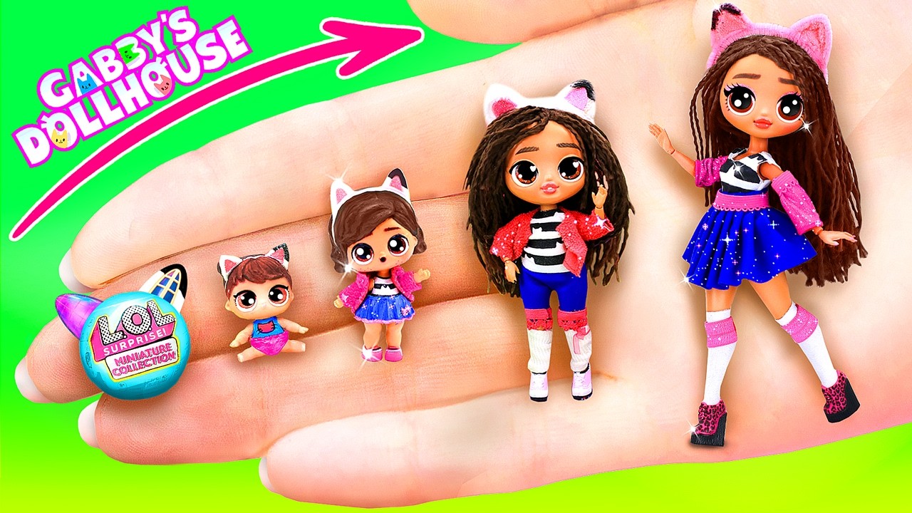 Gabby's Dollhouse: Sisters Gabby and Pandy Paws Growing Up! LOL OMG DIYs