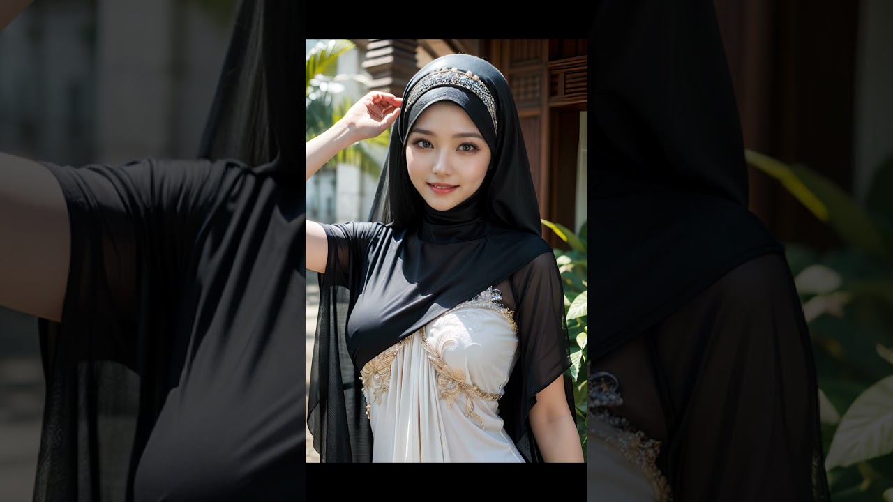 Gadis muslimah cantik berbusana tradisional Indonesia, AI Art