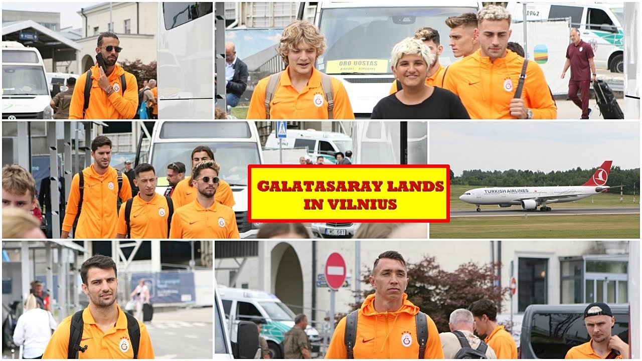 Galatasaray team lands in Vilnius on board of Turkish Airbus A330