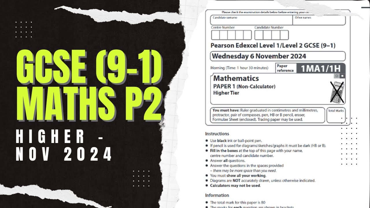 GCSE Maths Edexcel Nov 2024 Higher Paper 2 Exam Walkthrough | 1MA1/2H