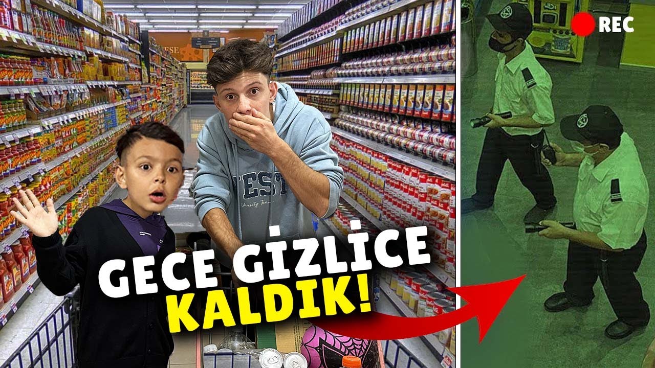 GECE GİZLİCE MARKETTE KALMAK!! *yakalandık*
