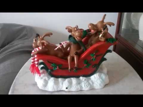 Gemmy Animated Reindeer Trio In Sleigh (RARE)
