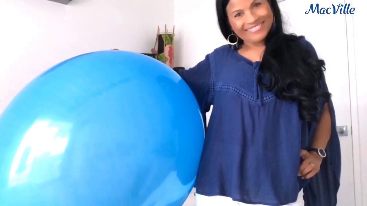 Giant Blue Balloon 🎈 Blowing and Playing with a 36