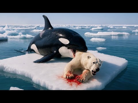 Giant killer whales are feeding on polar bears. The rescue team arrived in time to save it!