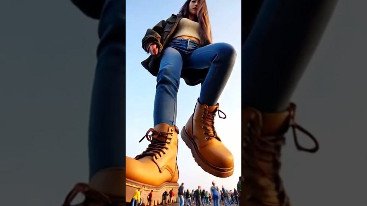 giant woman steps on tiny crowd! #giant #giantess #shrunk #boots
