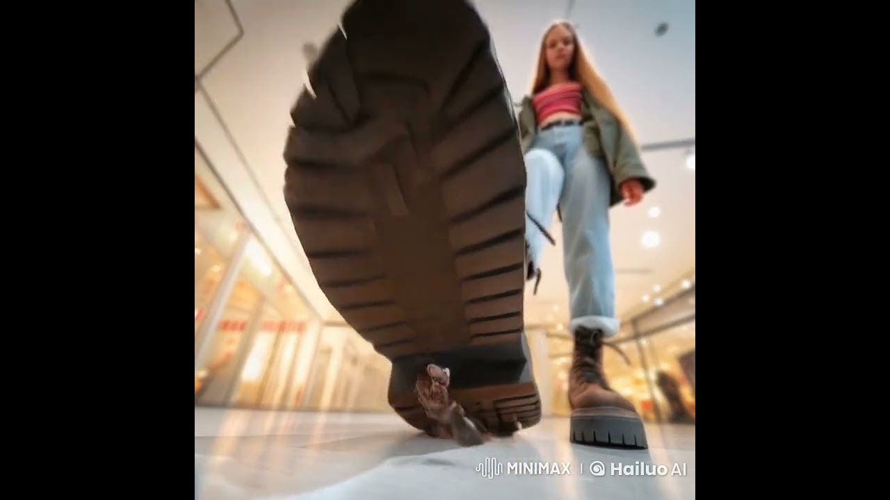 giantess girl crushes brutally an ant under her boot