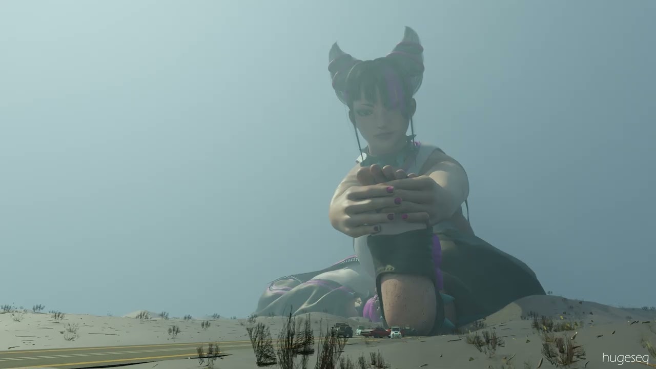 Giantess Juri Han - Car Chase Animation