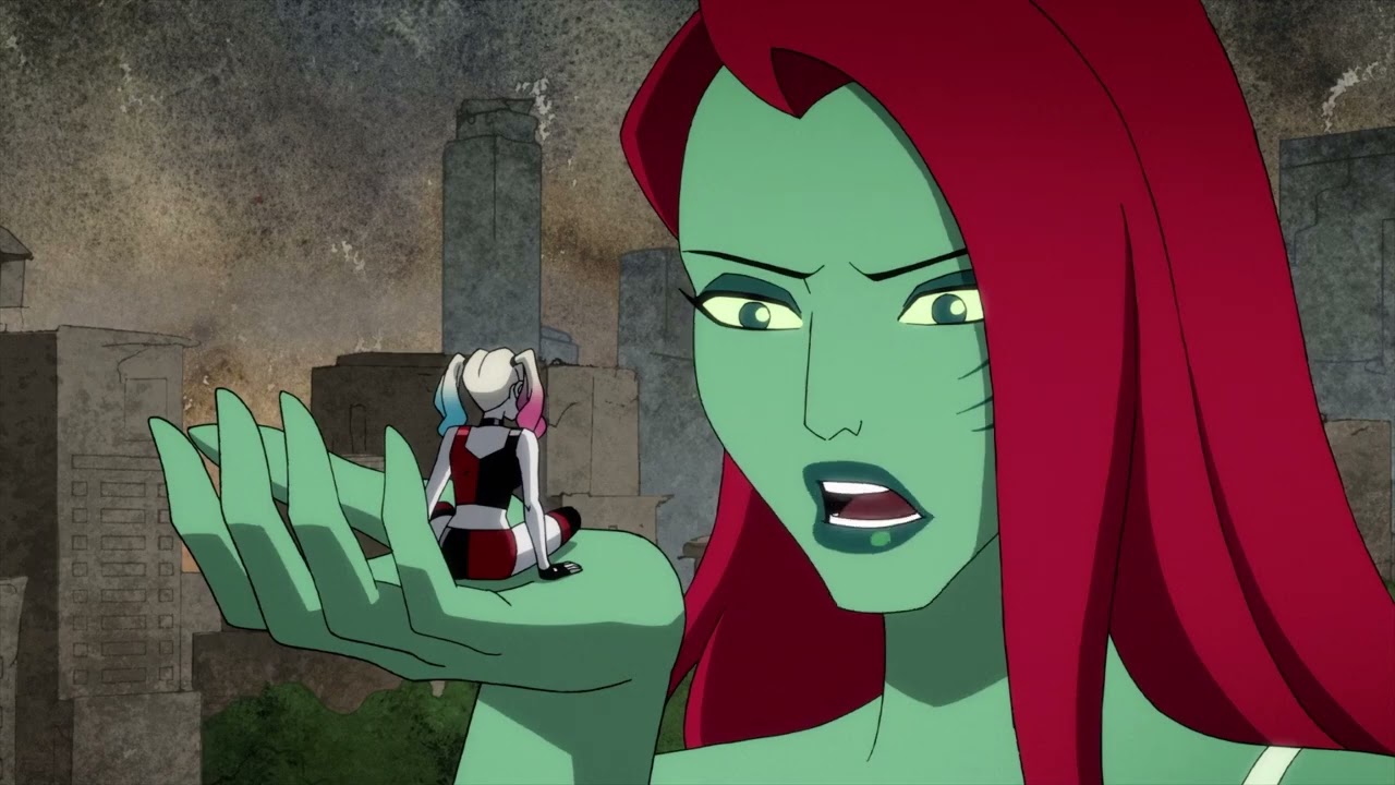 Giantess Poison Ivy debates eating Harley Quinn