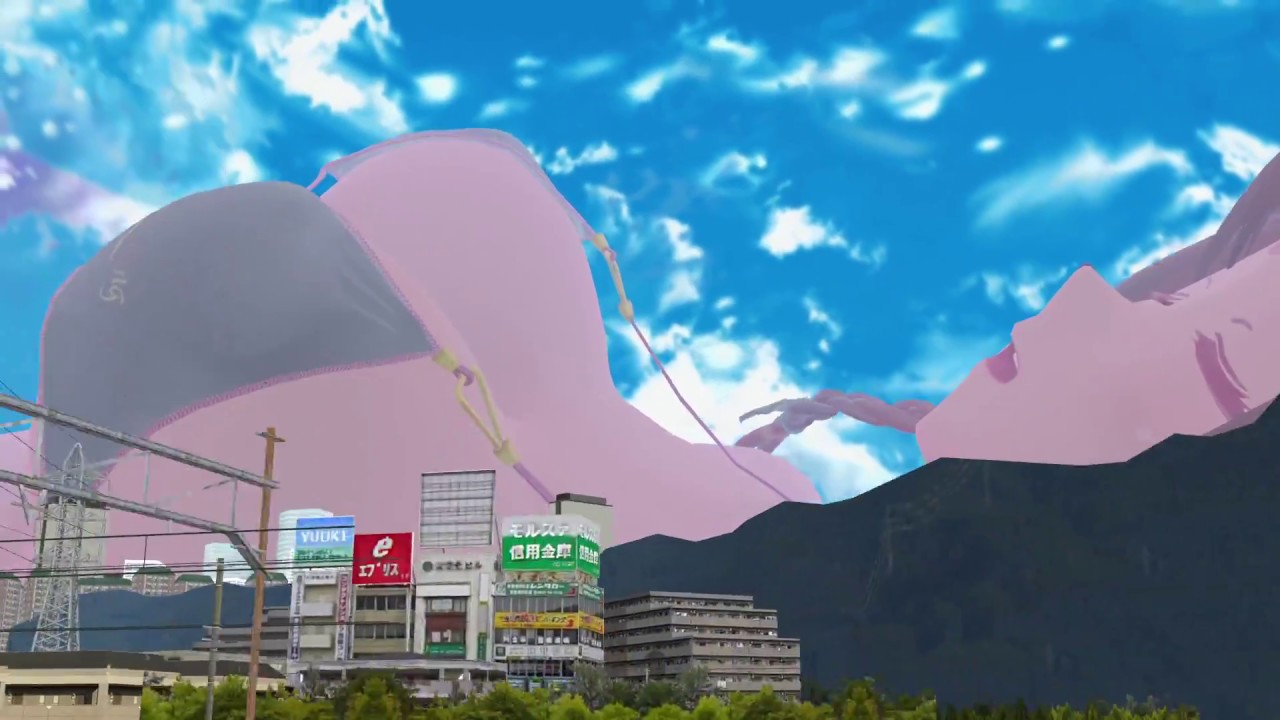 [Giantess][MMD] 山の見える街、山が墜ちる街