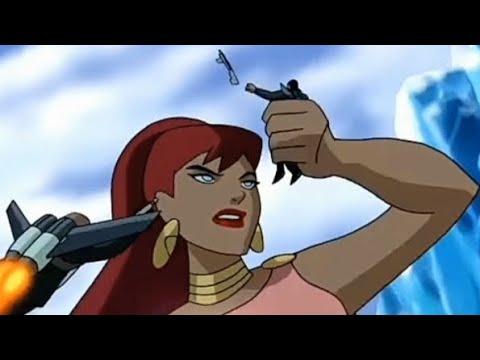 Giganta grabs and throws a soldier (from Justice Leauge Unlimited) [Giantess]
