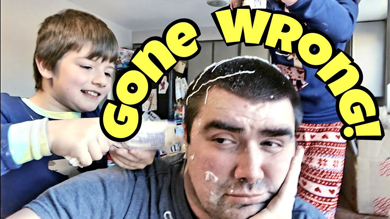 Gingerbread House Making Goes Wrong - Kids Try To Make A Gingerbread House On Daddy's Head