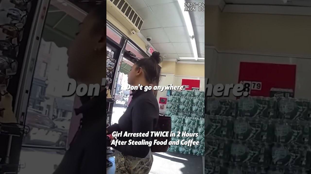 Girl Arrested TWICE in 2 Hours After Stealing Food  part 1. Full clip on: Transparency Bodycam