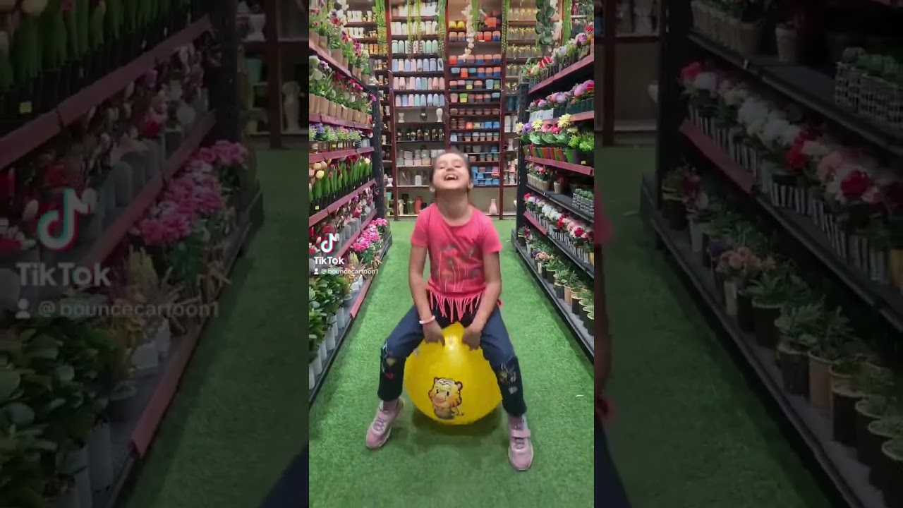 Girl bouncing on Yellow Hopper Ball Part 2/2