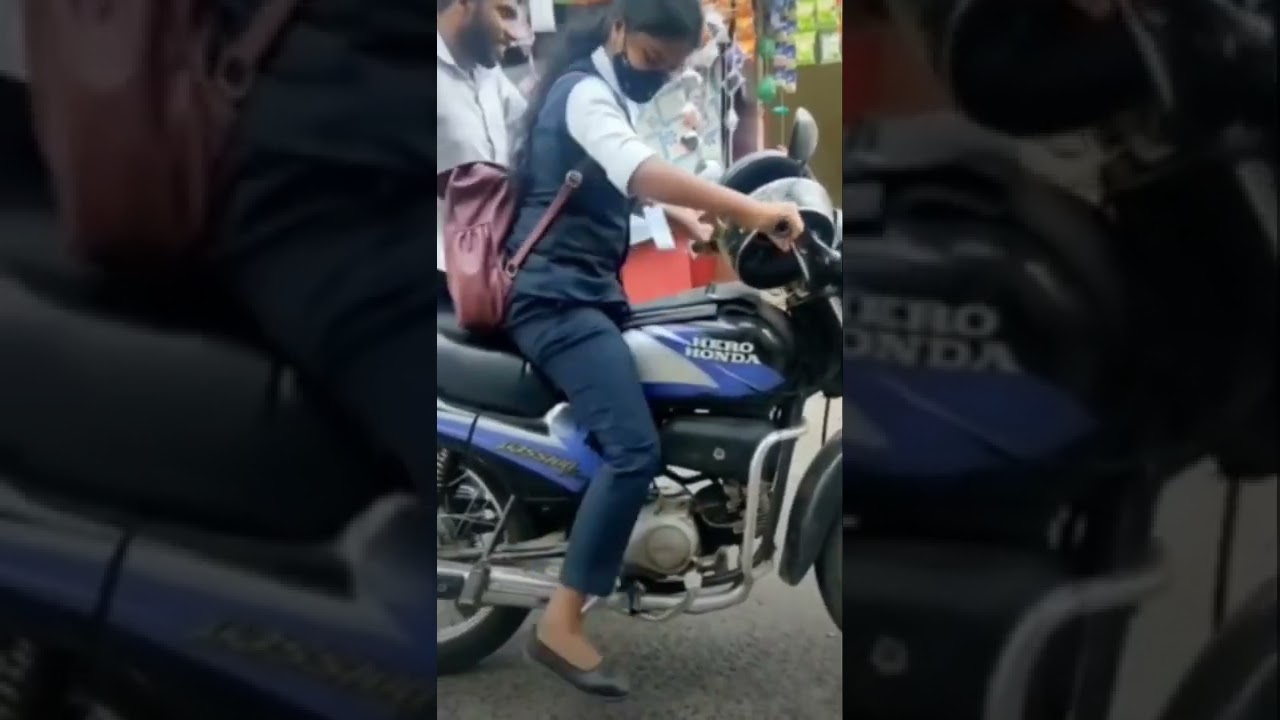 Girl kick start bike fun viral