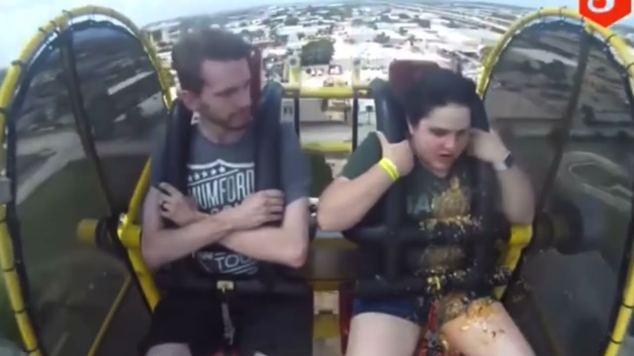 Girl Vomiting On Her First Slingshot Ride..
