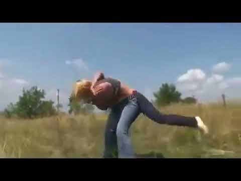 girls catfight wrestling match on the grass Lucille vs Miriam outdoor