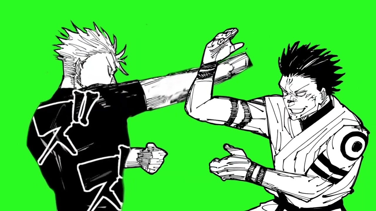 Gojo and Sukuna Manga green Screen Free to use