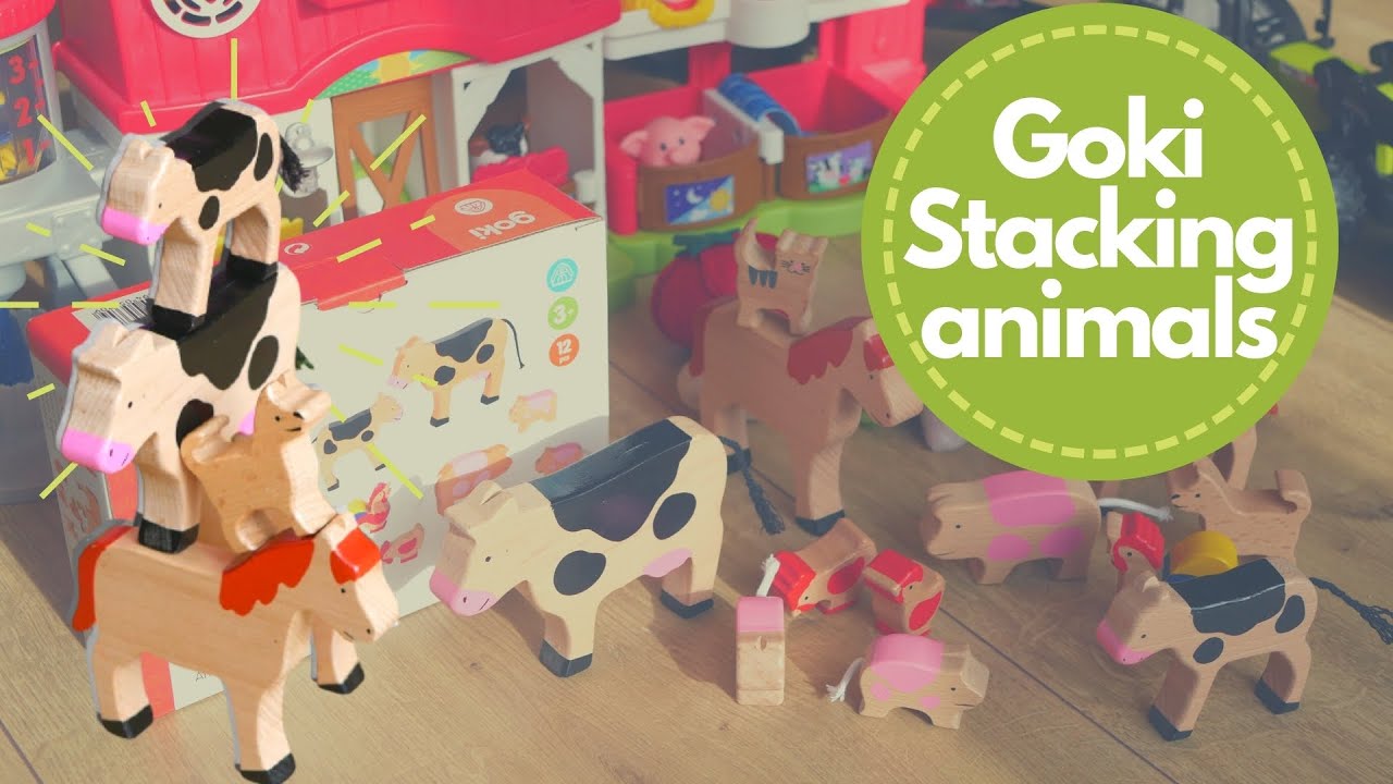 Goki Stacking Animals toys: can we build it? - Speelgoed boerderij dieren stapelen