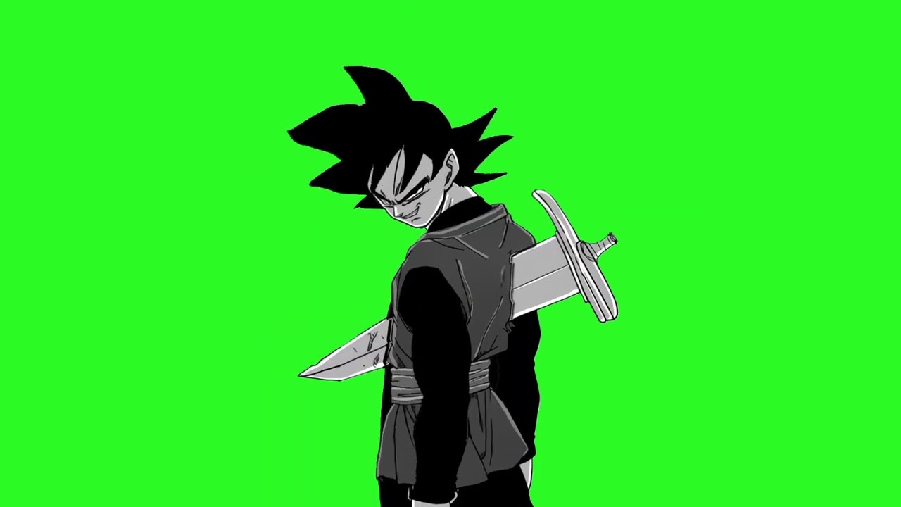 goku and black goku green screen animation with and without colour