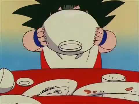goku comendo muita comida!