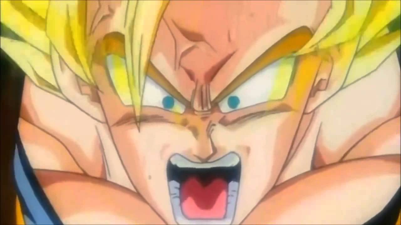Goku screaming.