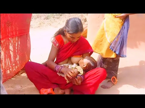 Got feeding Cute Baby breastfeeding vlogs in indian village latest Breastfeeding Vlog