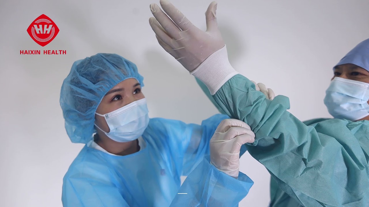 Green  SMMMS Surgical Gown Details Warp Hand Towel Color-card Kntted