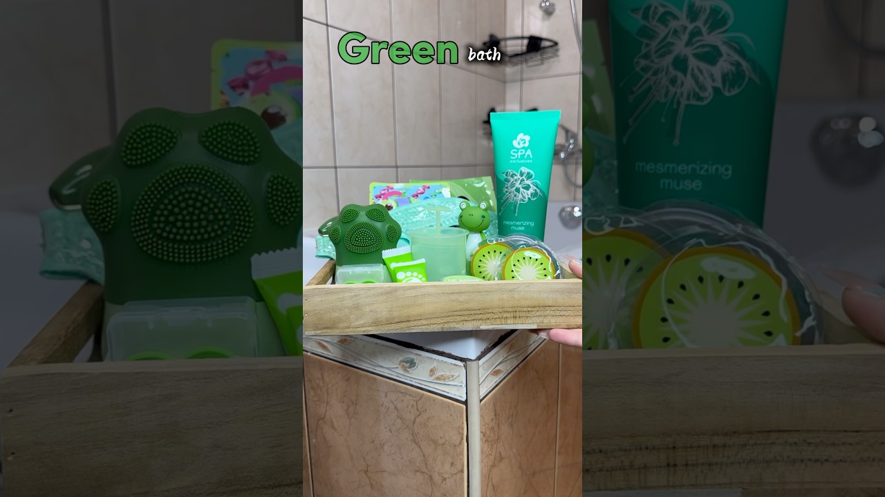 Green bath💚🧼  What's next? #asmr #bathroutine #bathessentials #night #shorts #fyp #viral #bathtime