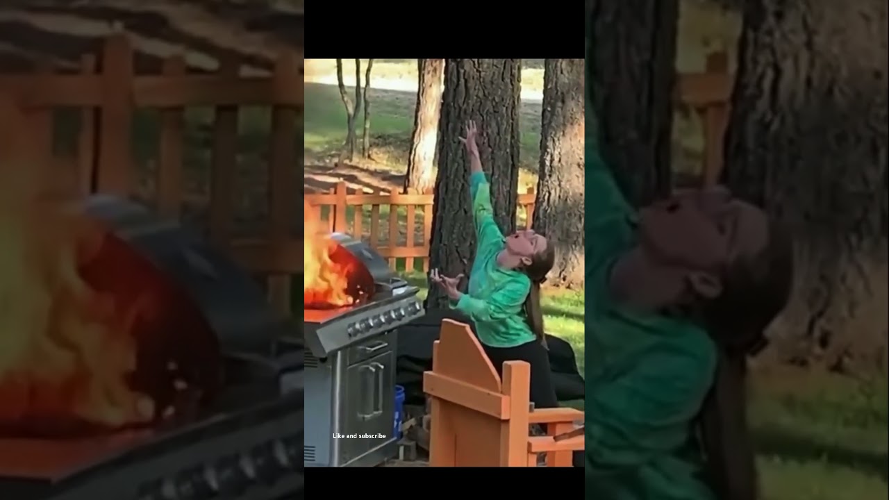 Grill on fire by fart