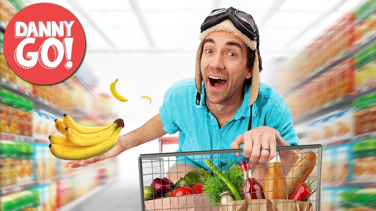 Grocery Store DASH! 🍌🛒🍕 Swipe & Scan Dance | Adventure Run | Danny Go! Songs for Kids