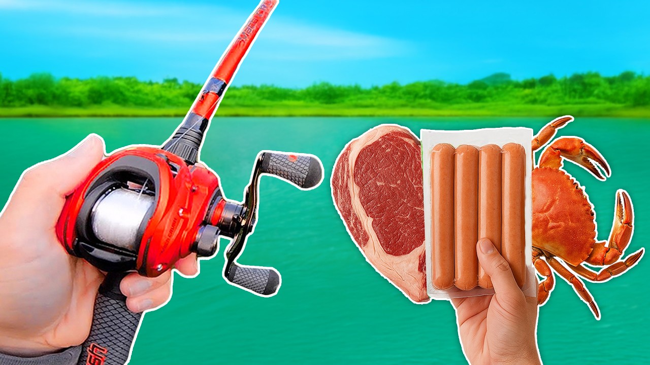 Grocery Store FOOD Fishing Challenge!
