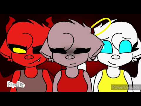Grrrls animation meme (devil piggy and angel)