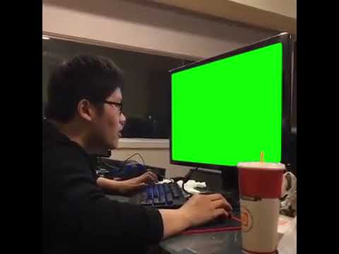 Guy Punches Monitor - Green Screen