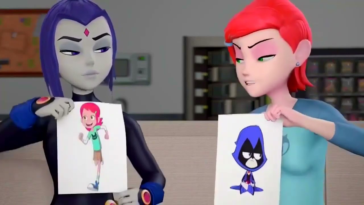 Gwen and Raven laugh at each others design