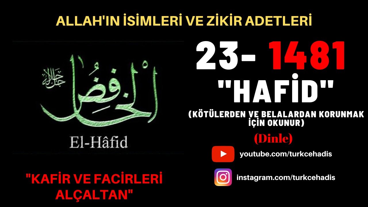 HAFİD - ESMAÜL HÜSNA - YA HAFİD ZİKRİ DİNLE 1481 DEFA - EL HAFİD