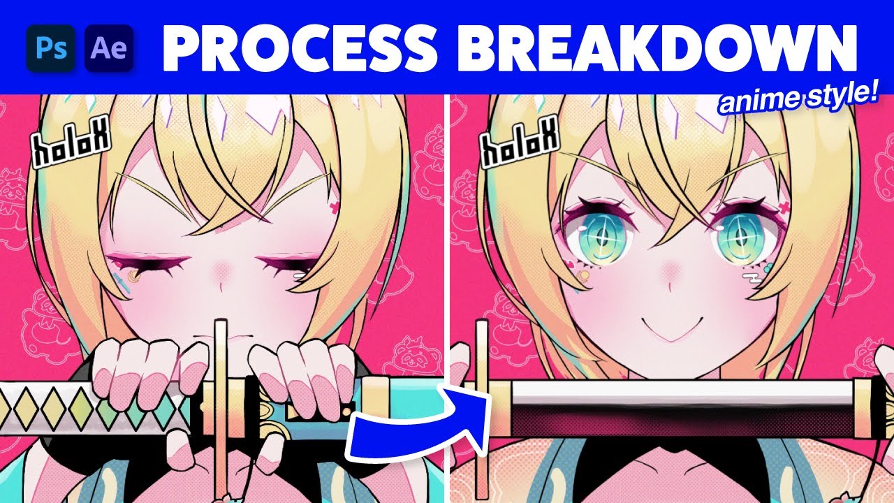 Hair & Character Animated Illustration Process | Photoshop to After effects (AFP HairRig)