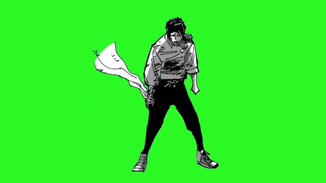 hakari and yuta green screen animation coloured and uncoloured both