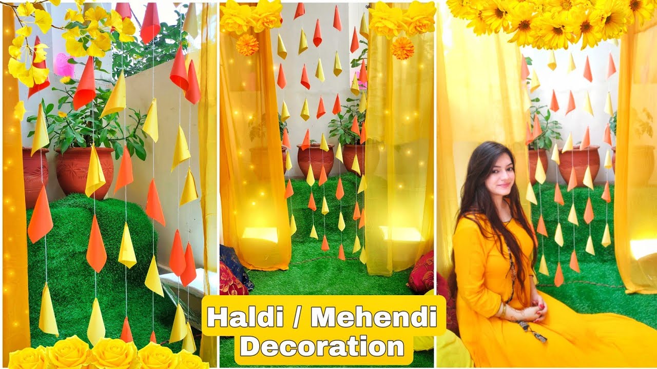 Haldi / Mehendi Decoration Ideas at Home - DIY Indian Wedding Decorations
