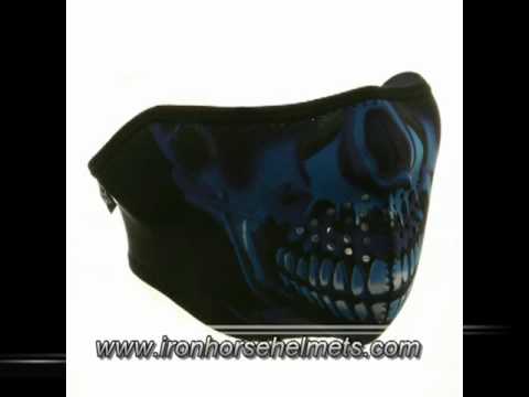 Half Blue Skull Neoprene Face Mask