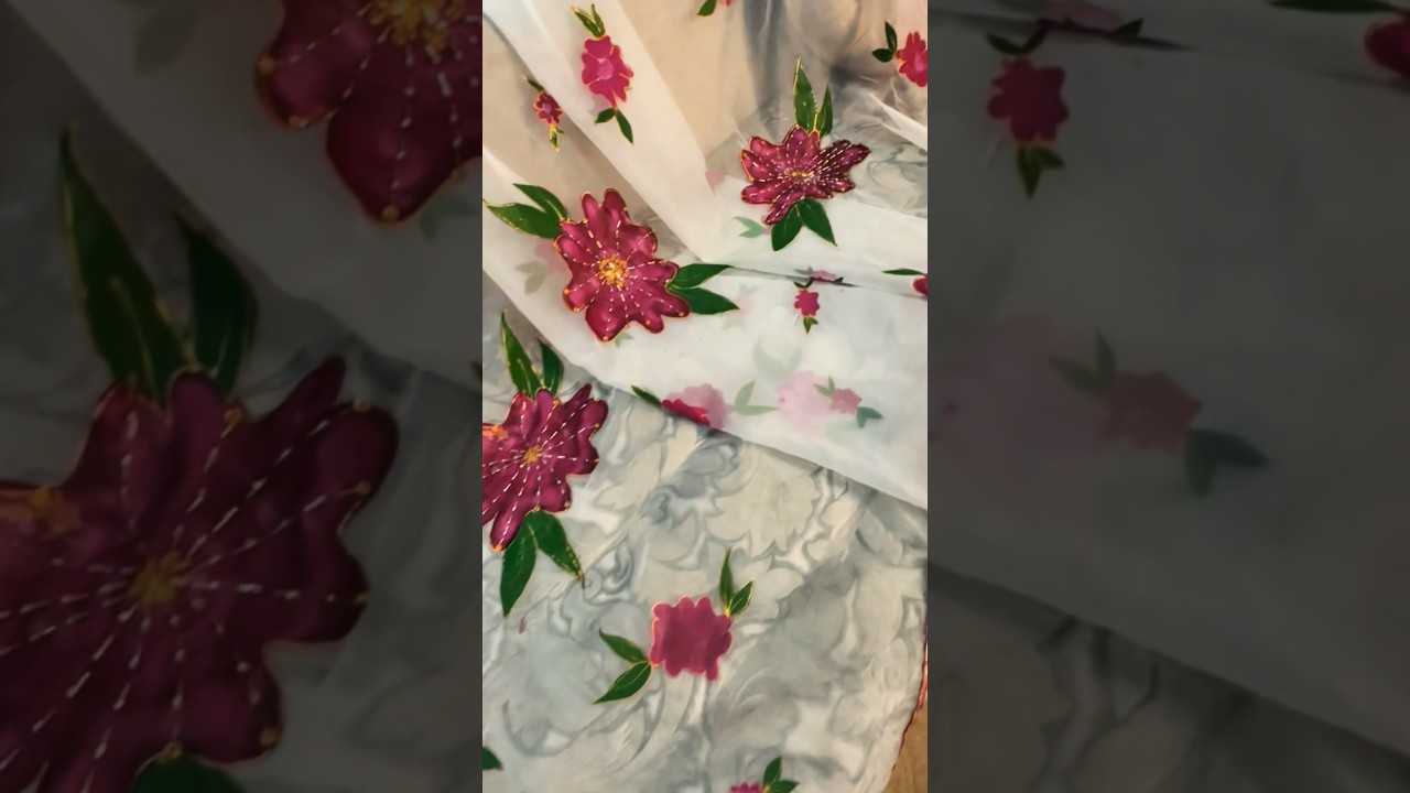 Hand printed organza dupatta✨DM to order 💫customisation is available
