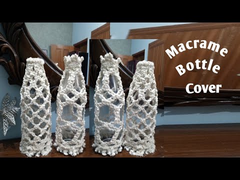 Handmade Macrame Bottle Cover – Boho Bottle Holder for Wine  Water  or  Decor