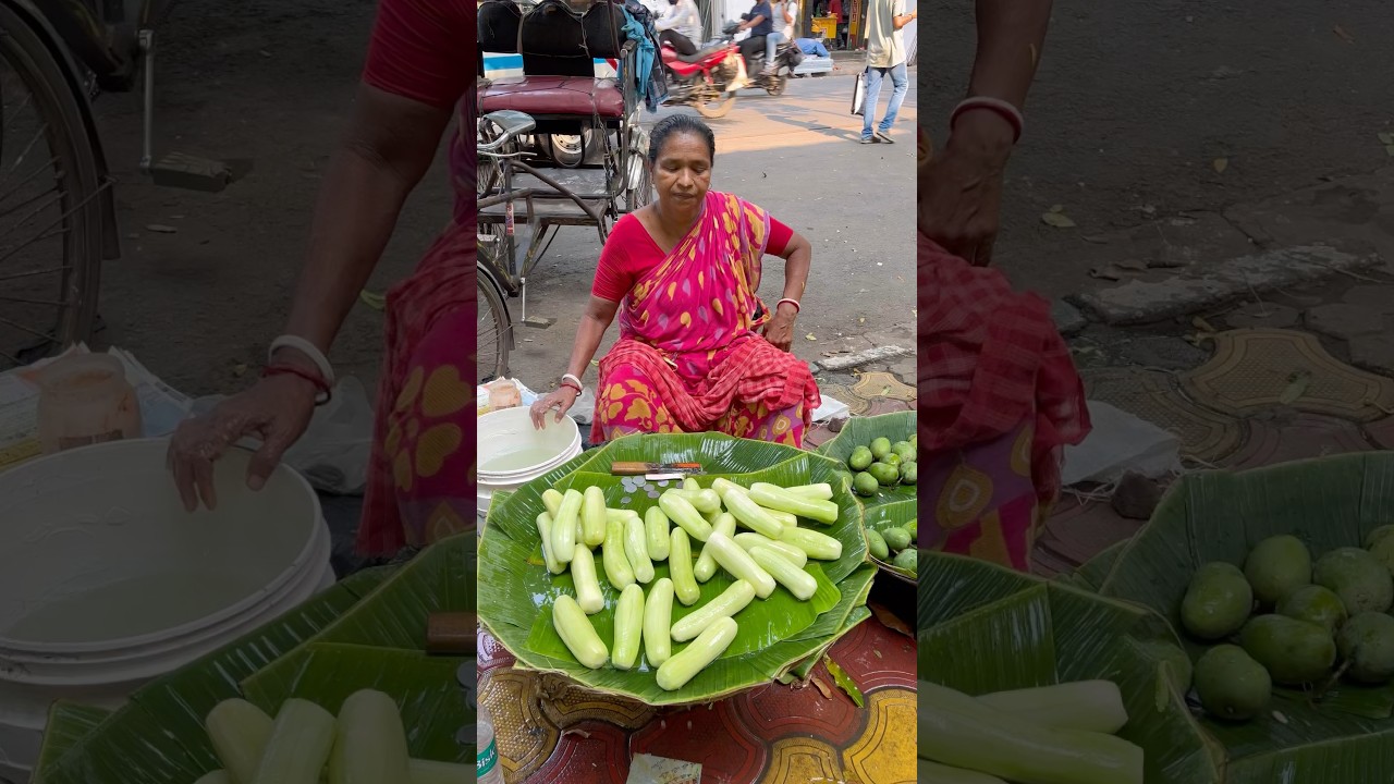 Hardworking Aunty Selling Cucumber Cutting Skills