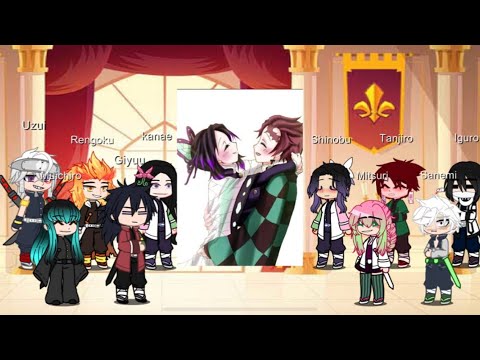 Hashira + tanjiro react to tanjiro x shinobu || ships part 1 || demon slayer || Gacha Club