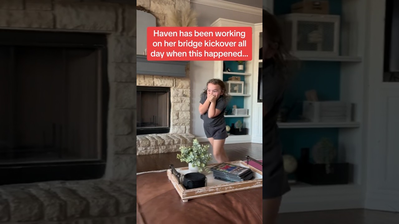 Haven's FIRST TIME doing a bridge kickover! #acrobat #garzacrew #shorts