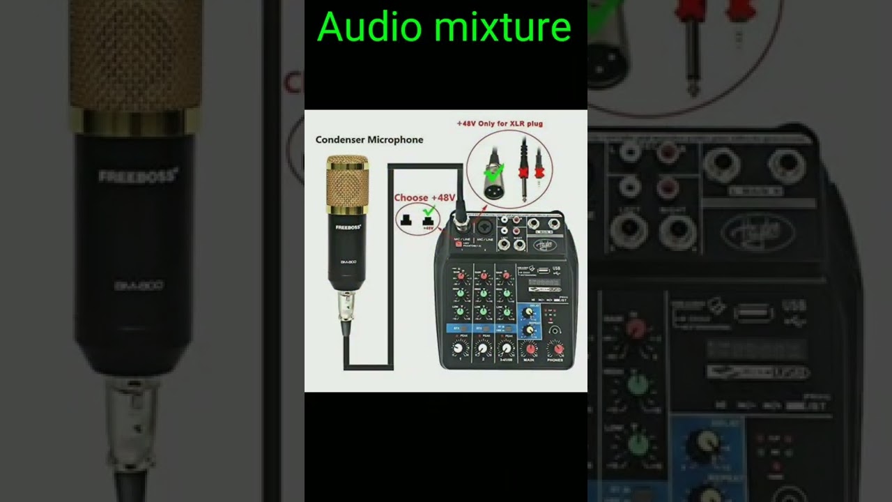 HAYDEN 4 Channels Audio Mixer Sound Mixing Console With USB Audio Interface Bluetooth 48V Phantom